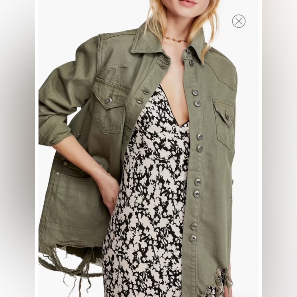Free People Olive Jean Jacket